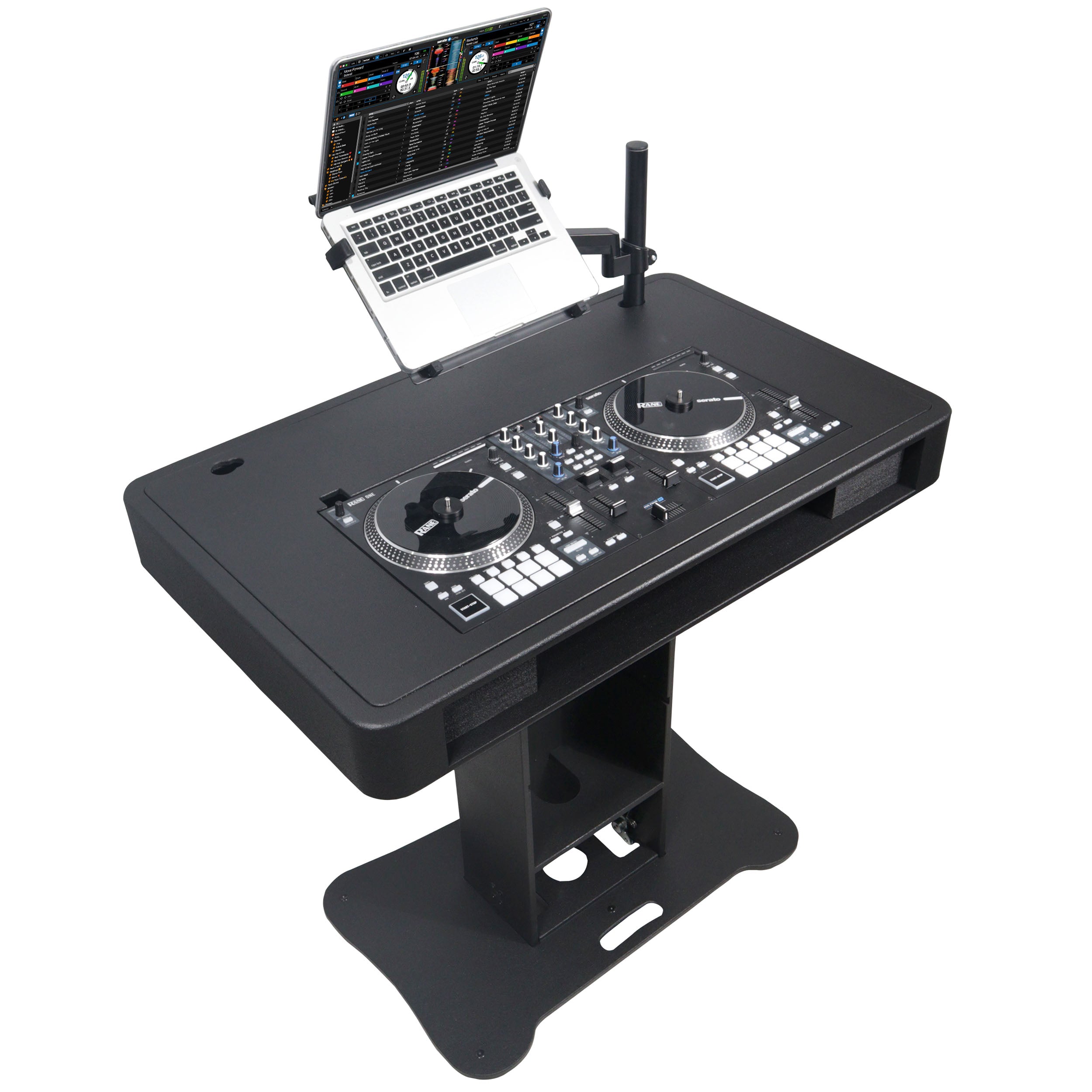 Control Tower DJ Podium with Road Cases for Pioneer DDJ-REV7 DDJ-FLX10 XDJ-XZ  RANE Four - Black Finish