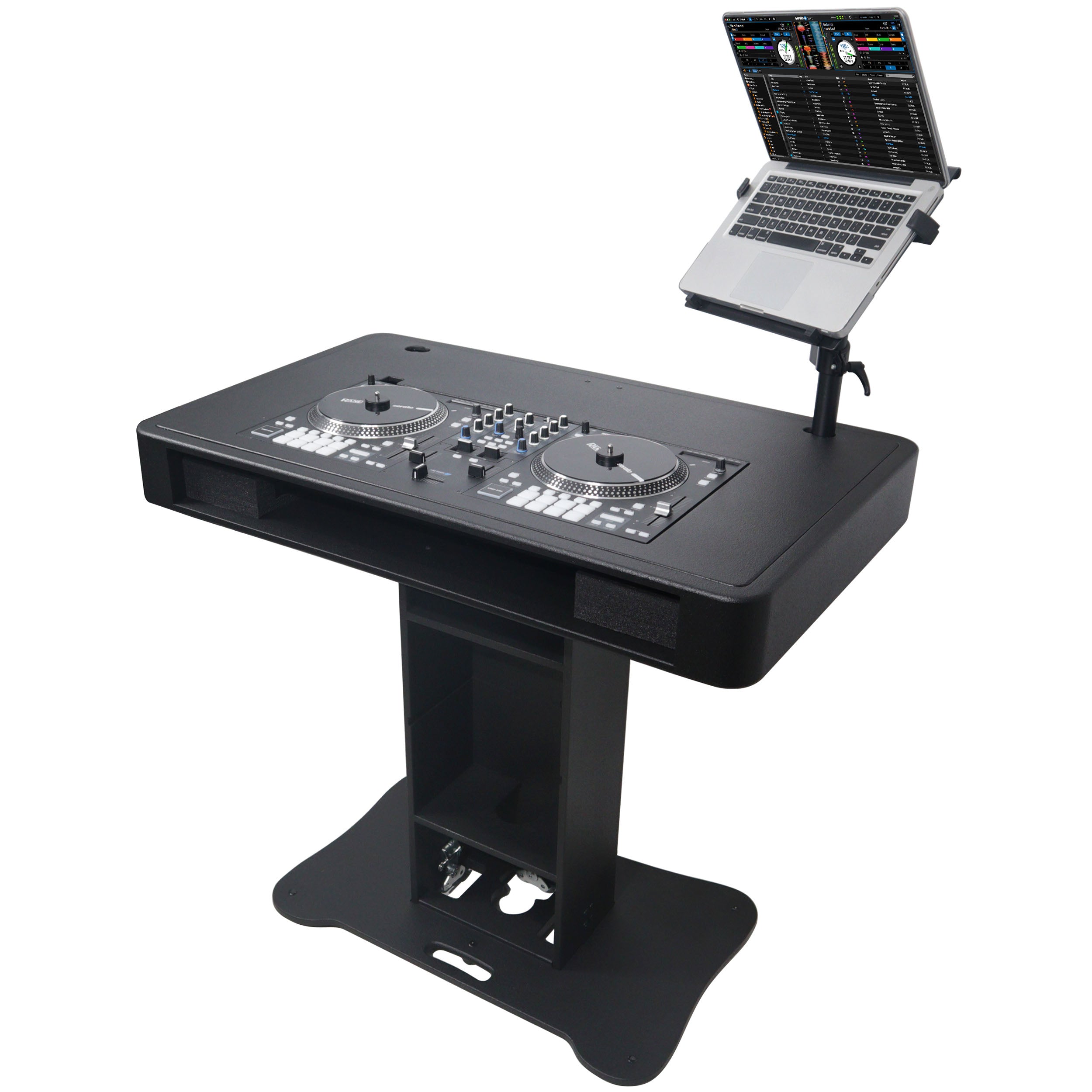Control Tower DJ Podium with Road Cases for Pioneer DDJ-REV7 DDJ-FLX10 XDJ-XZ  RANE Four - Black Finish