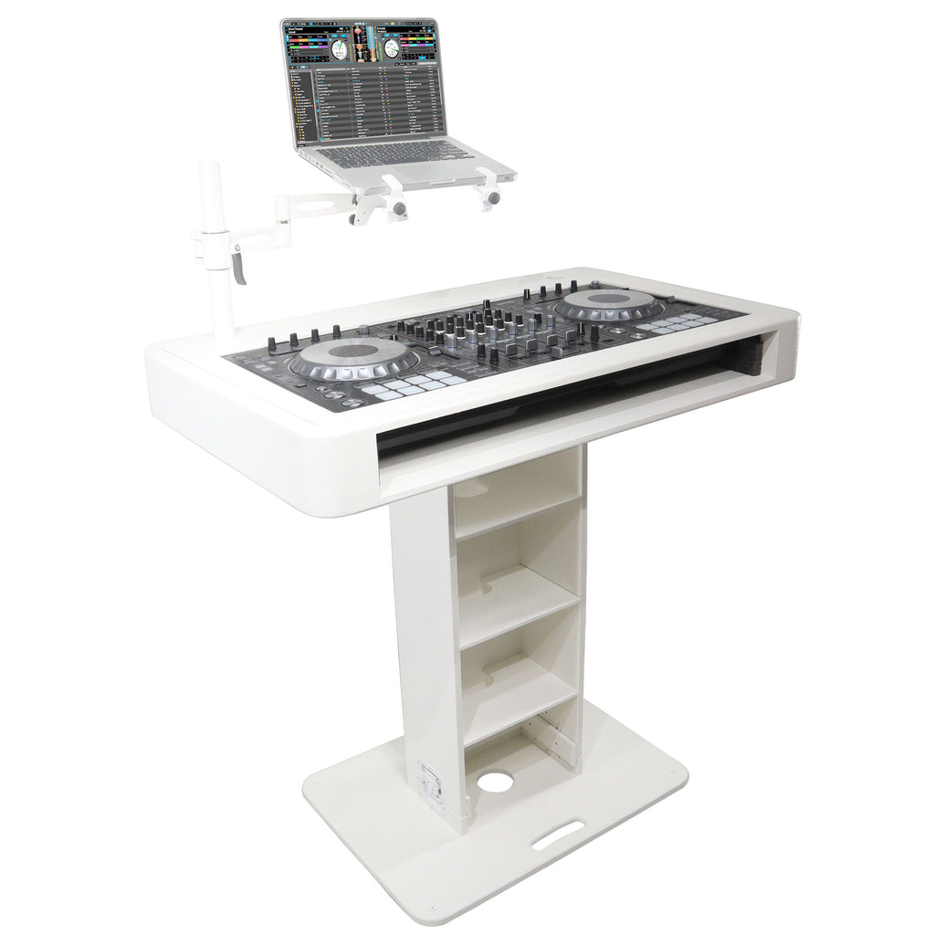 Control Tower DJ Podium with Road Cases for Pioneer DDJ-REV7 XDJ-XZ FLX10 RANE Four - White Finish