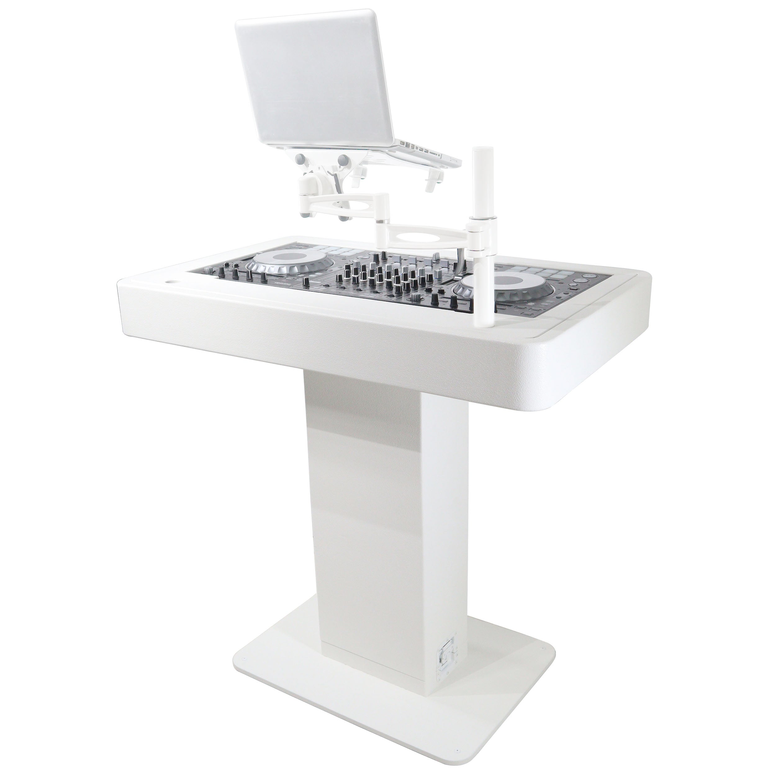Control Tower DJ Podium with Road Cases for Pioneer DDJ-REV7 XDJ-XZ FLX10 RANE Four - White Finish