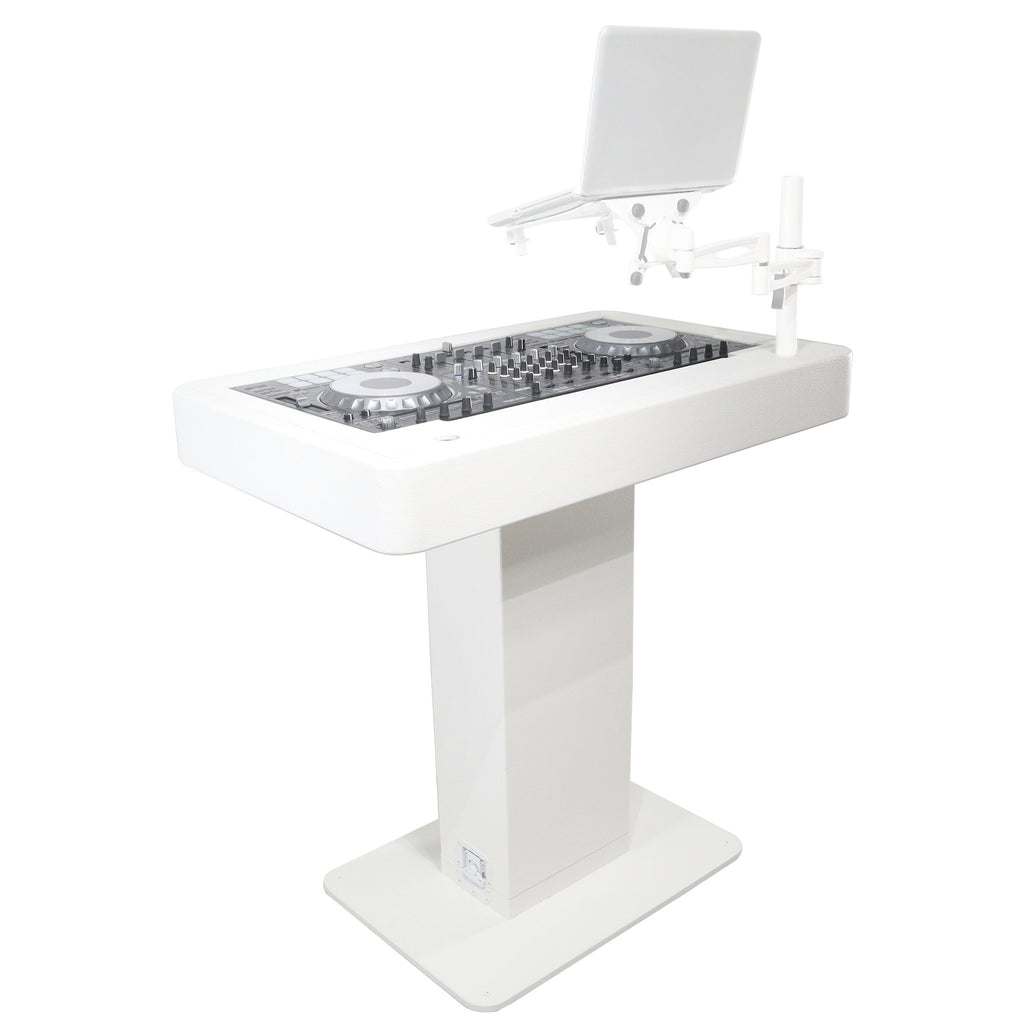 Control Tower DJ Podium with Road Cases for Pioneer DDJ-REV7 XDJ-XZ FLX10 RANE Four - White Finish