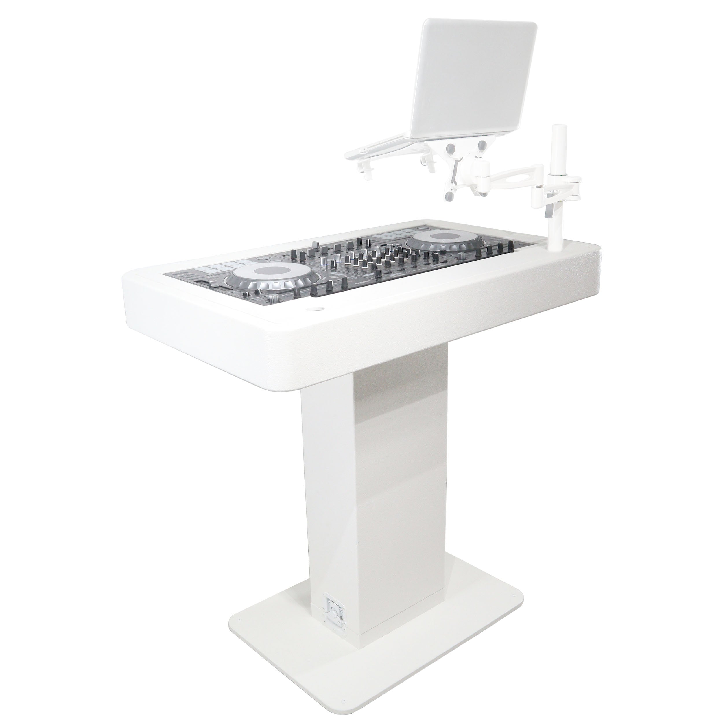Control Tower DJ Podium with Road Cases for Pioneer DDJ-REV7 XDJ-XZ FLX10 RANE Four - White Finish