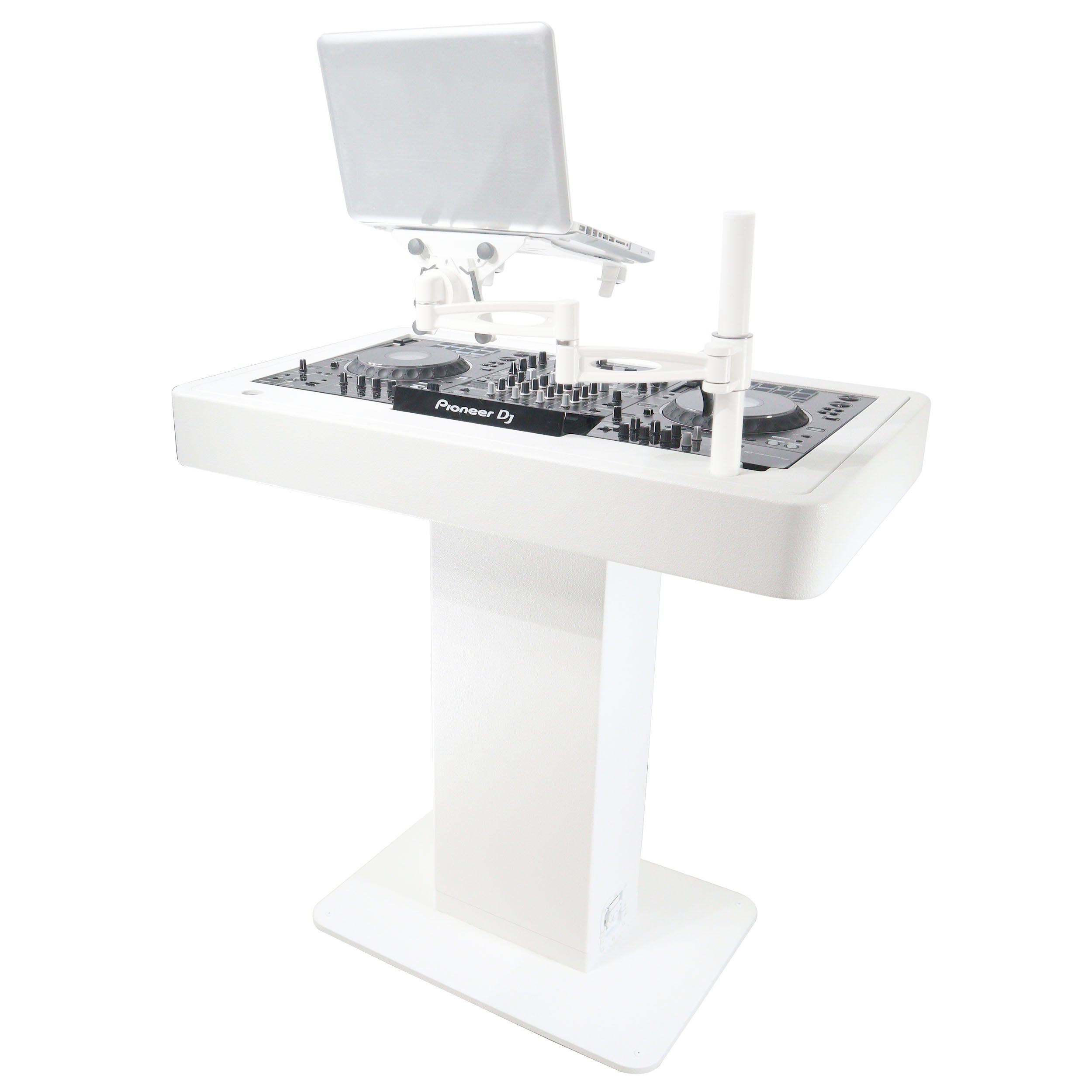 Control Tower DJ Podium with Road Cases for Pioneer DDJ-REV7 XDJ-XZ FLX10 RANE Four - White Finish