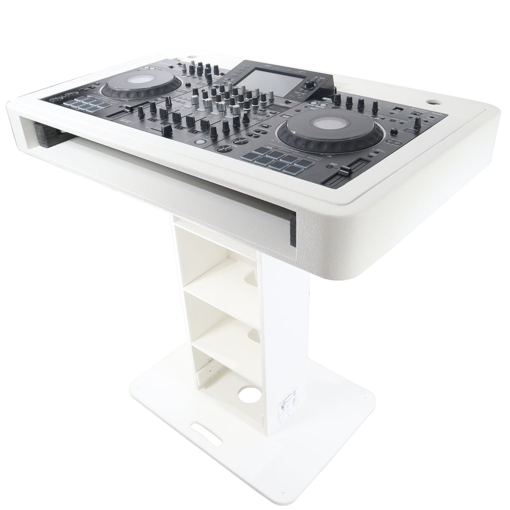 Control Tower DJ Podium with Road Cases for Pioneer DDJ-REV7 XDJ-XZ FLX10 RANE Four - White Finish