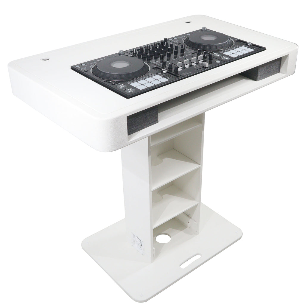 Control Tower DJ Podium with Road Cases for Pioneer DDJ-REV7 XDJ-XZ FLX10 RANE Four - White Finish