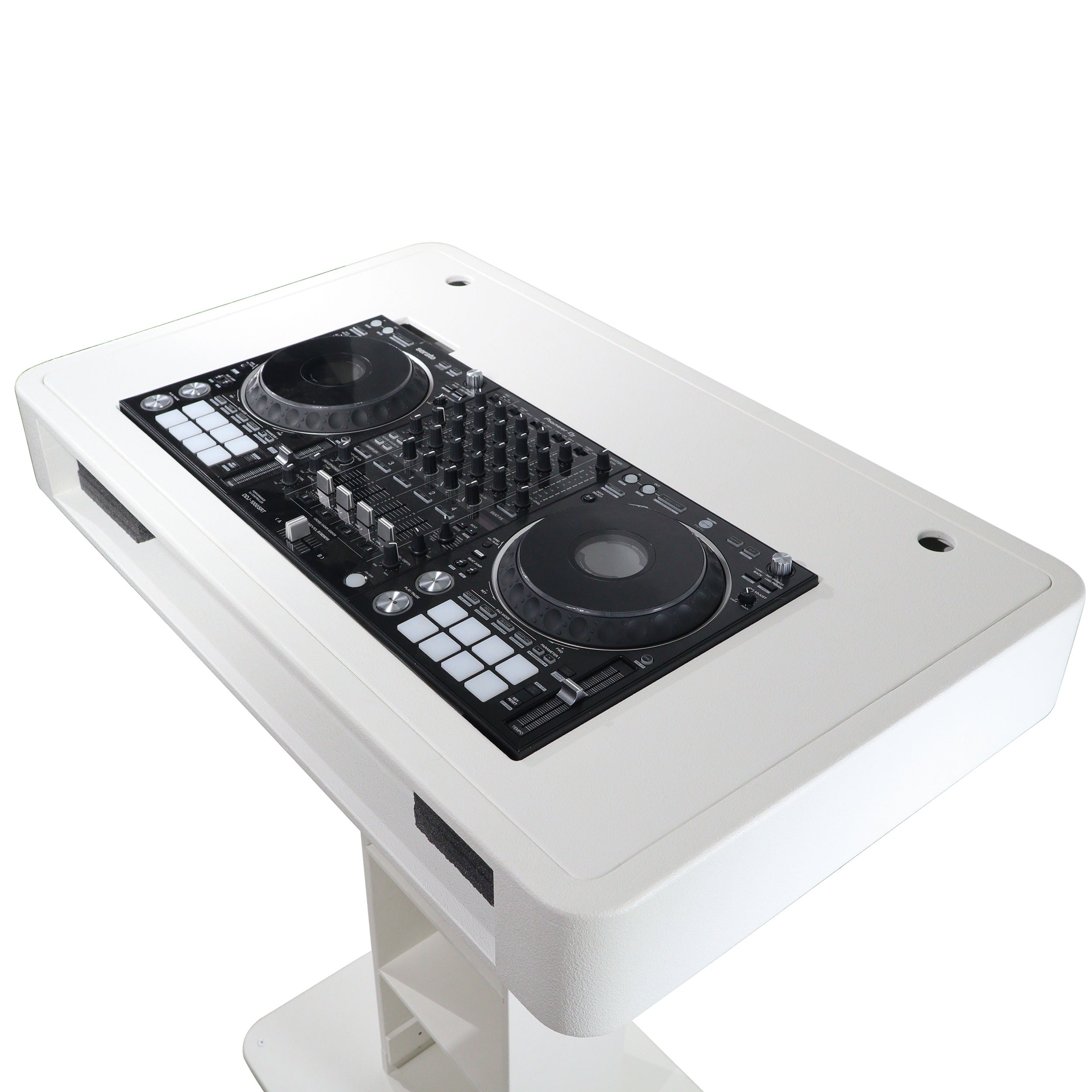 Control Tower DJ Podium with Road Cases for Pioneer DDJ-REV7 XDJ-XZ FLX10 RANE Four - White Finish