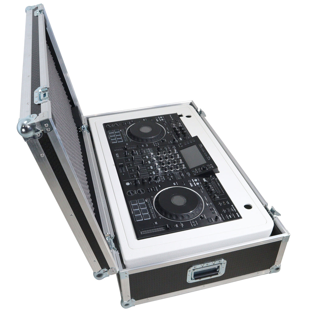Control Tower DJ Podium with Road Cases for Pioneer DDJ-REV7 XDJ-XZ FLX10 RANE Four - White Finish
