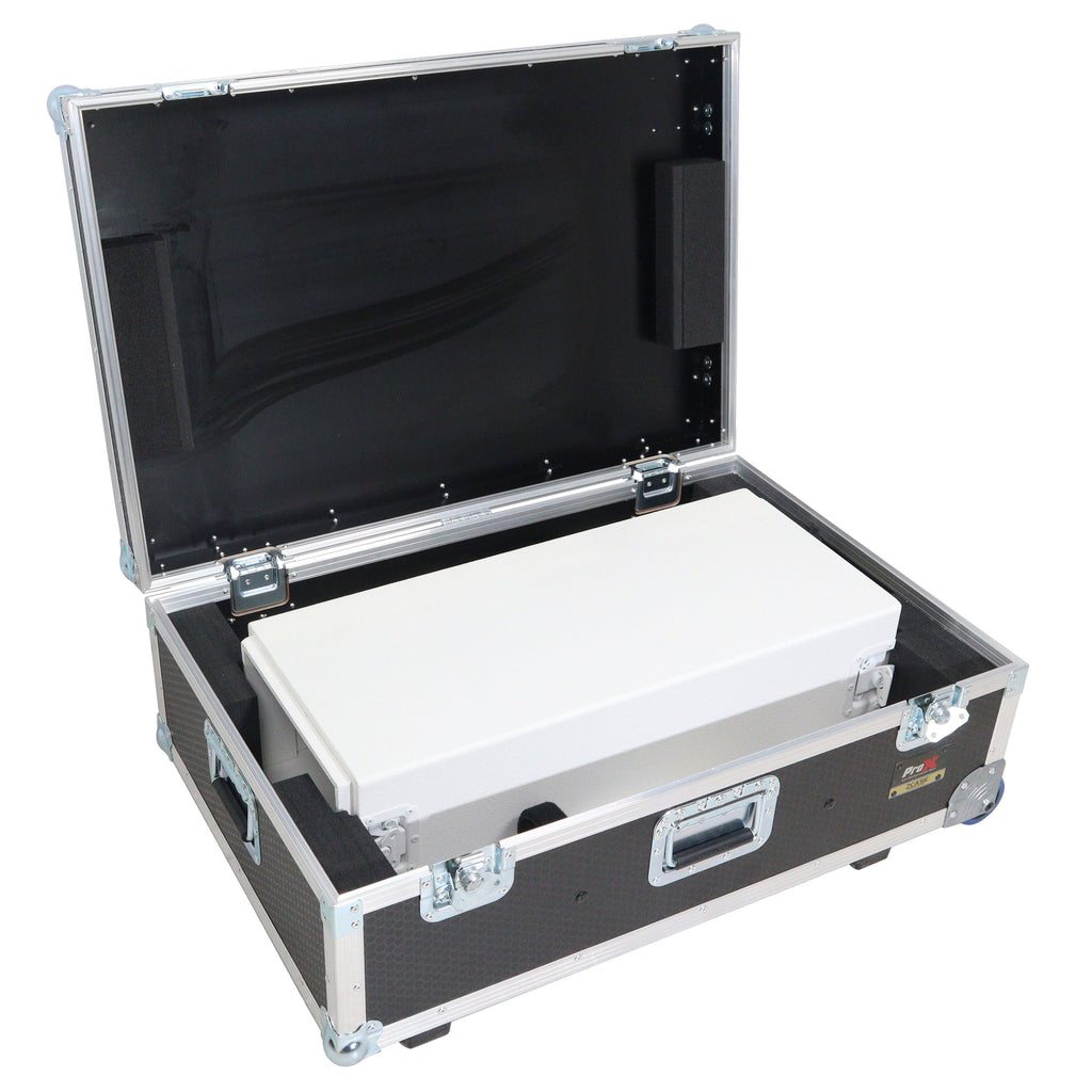 Control Tower DJ Podium 2x 1U Rack Space with Road Cases for Pioneer DDJ-REV7 XDJ-XZ FLX10 RANE Four - White Finish