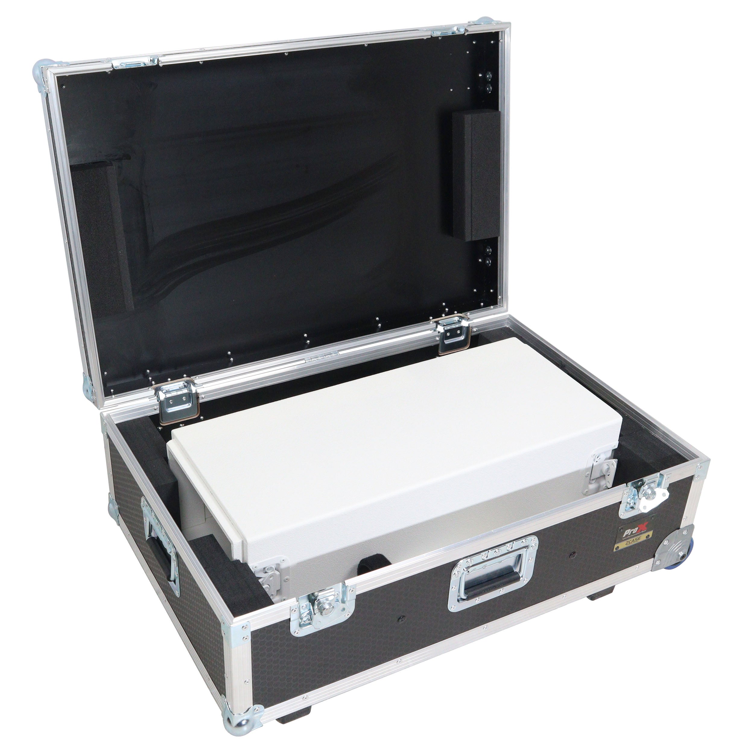 Control Tower DJ Podium 2x 1U Rack Space with Road Cases for Pioneer DDJ-REV7 XDJ-XZ FLX10 RANE Four - White Finish