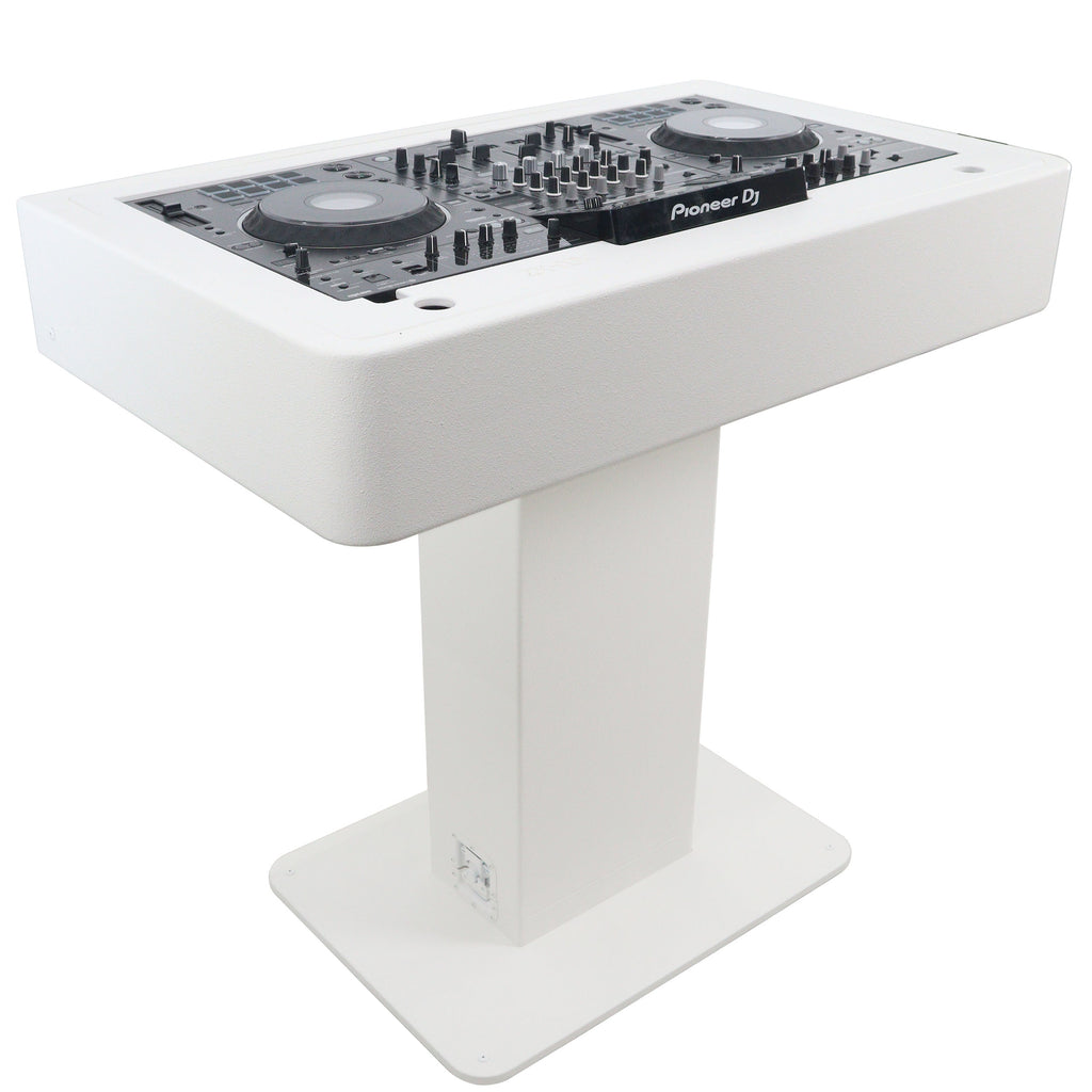 Control Tower DJ Podium 2x 1U Rack Space with Road Cases for Pioneer DDJ-REV7 XDJ-XZ FLX10 RANE Four - White Finish