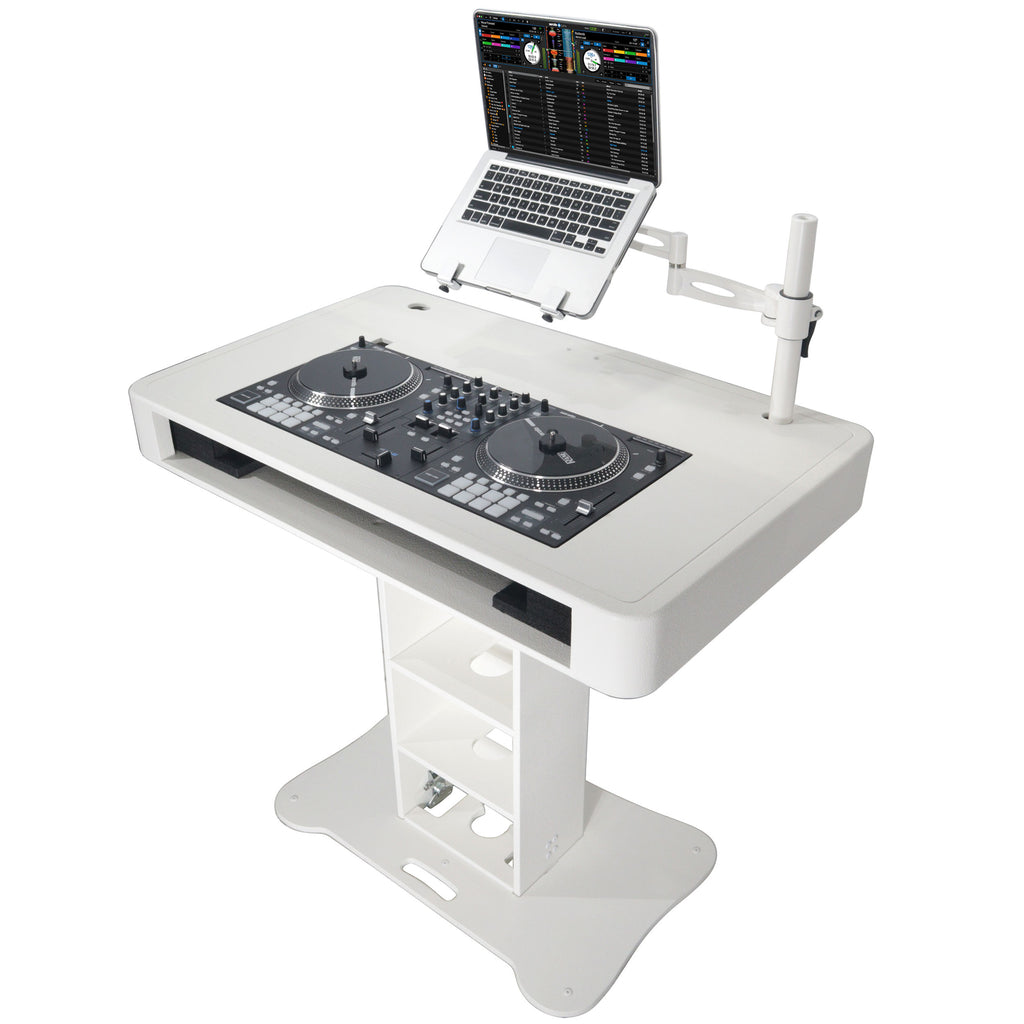 Control Tower DJ Podium with Road Cases for Pioneer DDJ-REV7 XDJ-XZ FLX10 RANE Four - White Finish