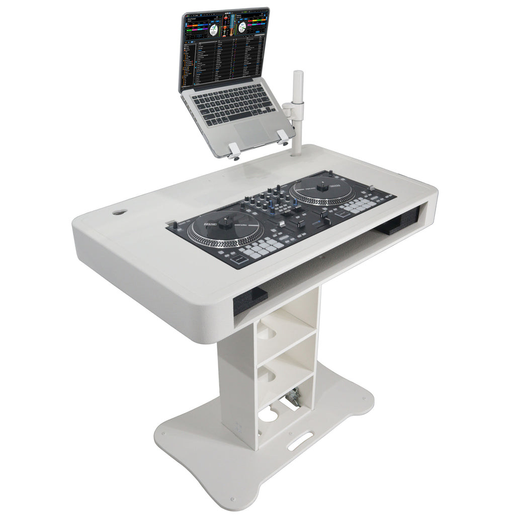 Control Tower DJ Podium with Road Cases for Pioneer DDJ-REV7 XDJ-XZ FLX10 RANE Four - White Finish