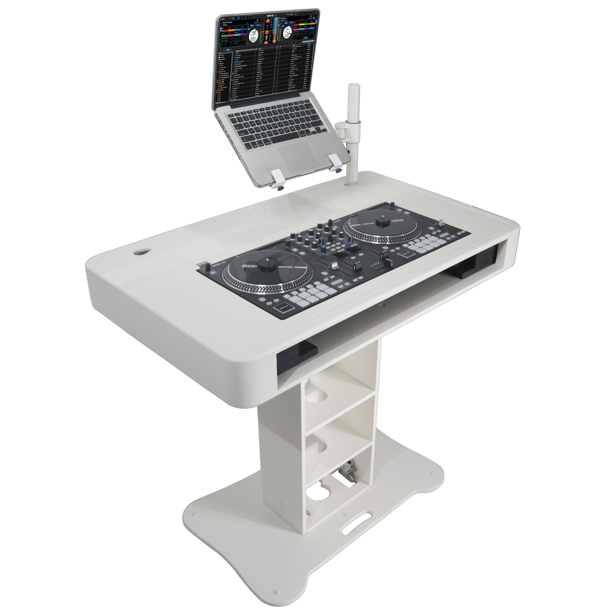 Control Tower DJ Podium with Road Cases for Pioneer DDJ-REV7 XDJ-XZ FLX10 RANE Four - White Finish
