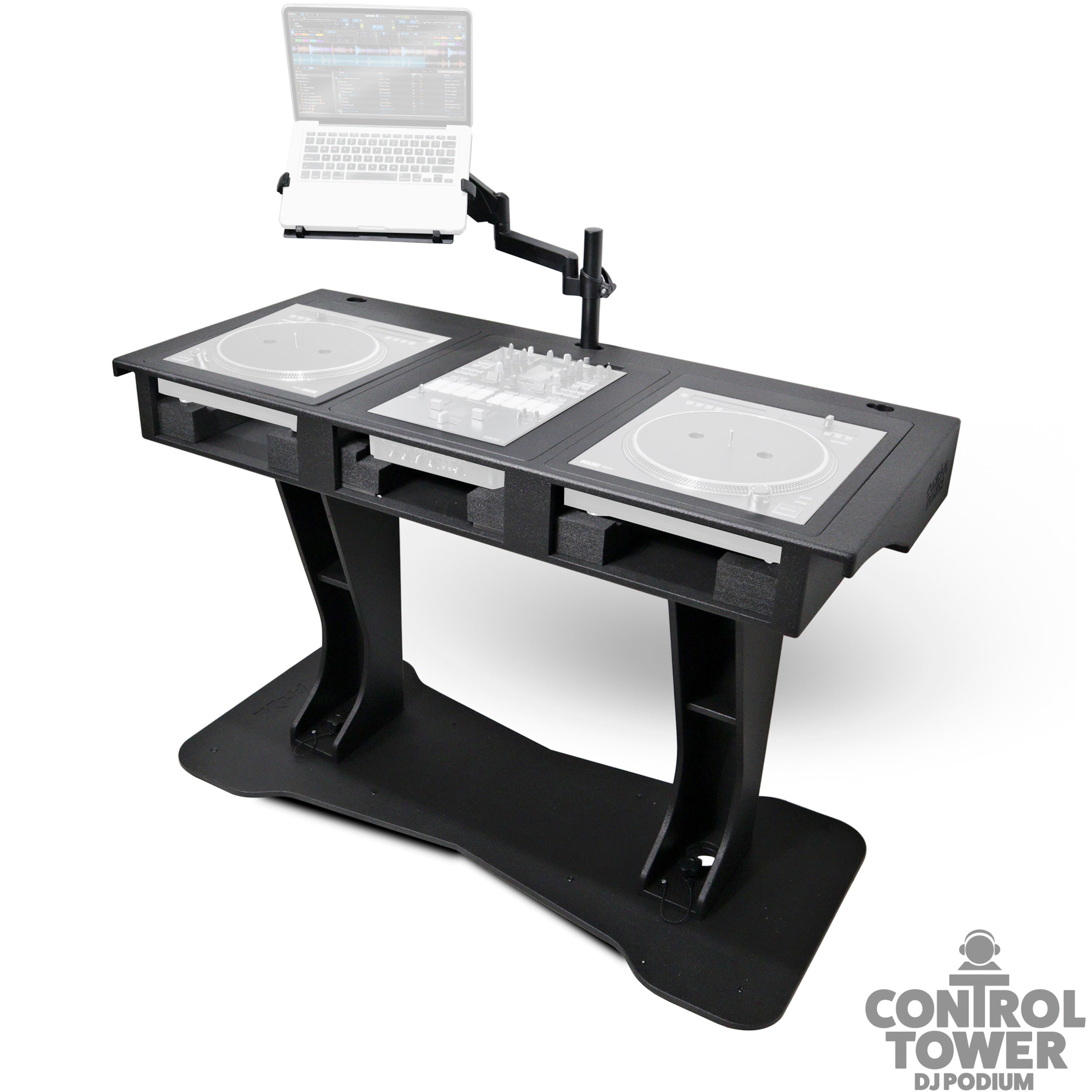 Control Tower DJ Podium with Road Cases for Pioneer CDJ-3000 Denon SC6000 CD Players RANE Twelve Turntable