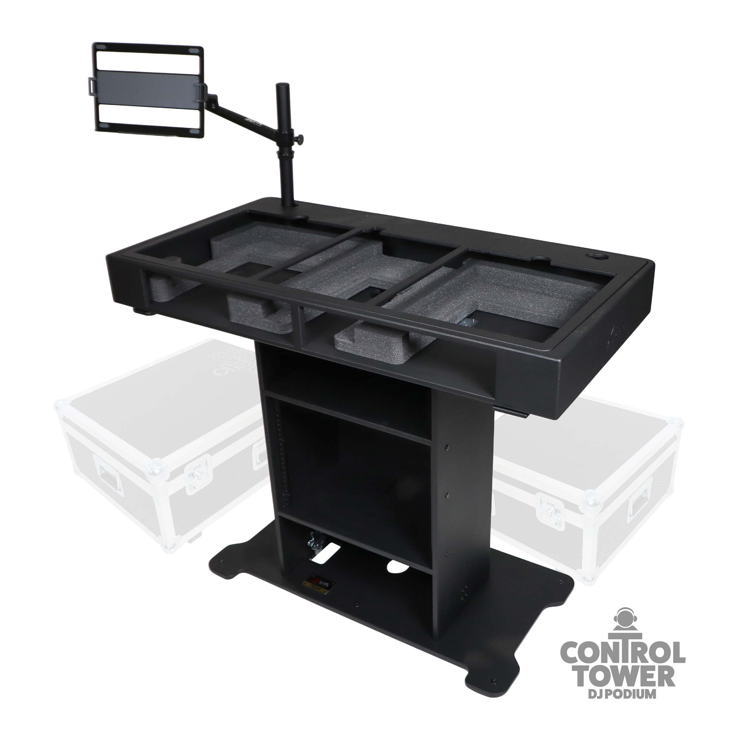 XL DJ Control Tower in Black Fits 2x CDJ3000-A9 or 2x Rane12 -72 or Opus Quad - incl 2 Flight cases