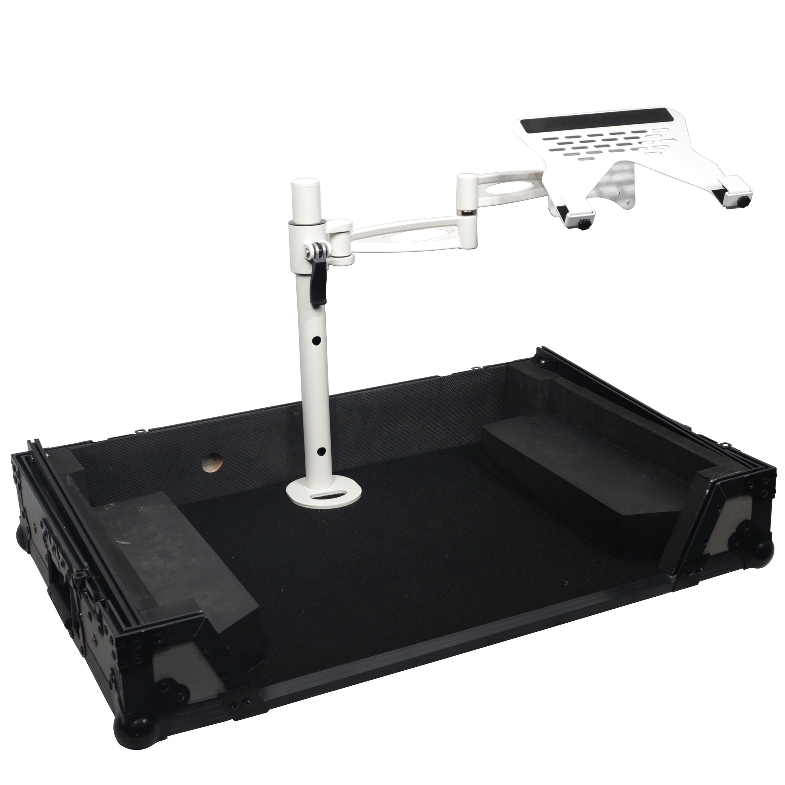 Articulating Laptop Tray Arm Pole for Control Tower DJ Podium Flip Ready DJ Cases White Finish
