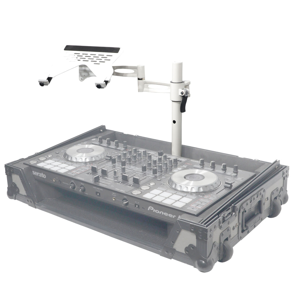 Articulating Laptop Tray Arm Pole for Control Tower DJ Podium Flip Ready DJ Cases White Finish