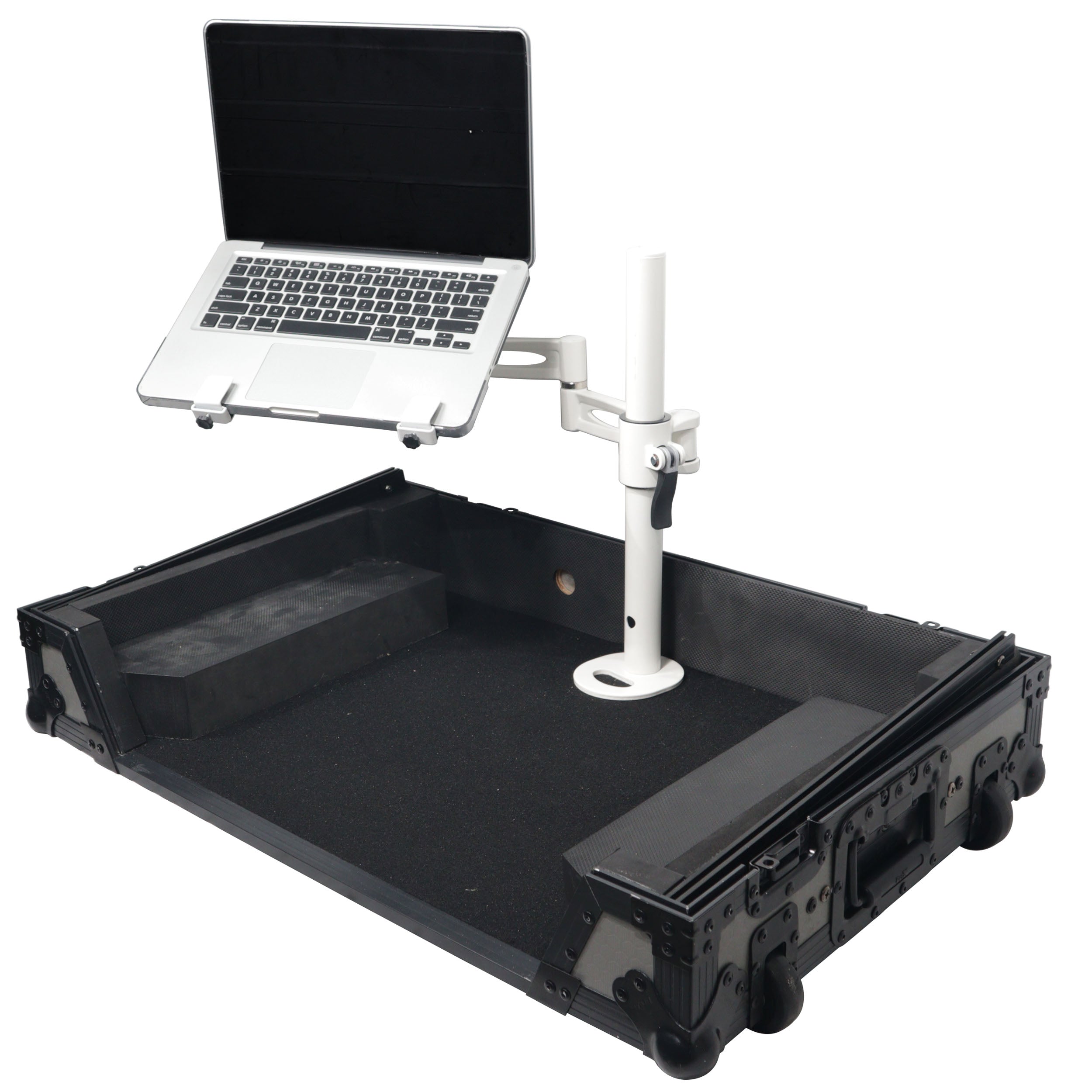 Articulating Laptop Tray Arm Pole for Control Tower DJ Podium Flip Ready DJ Cases White Finish