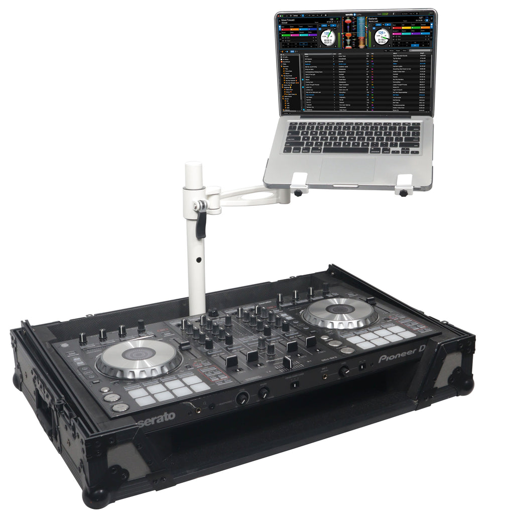 Articulating Laptop Tray Arm Pole for Control Tower DJ Podium Flip Ready DJ Cases White Finish