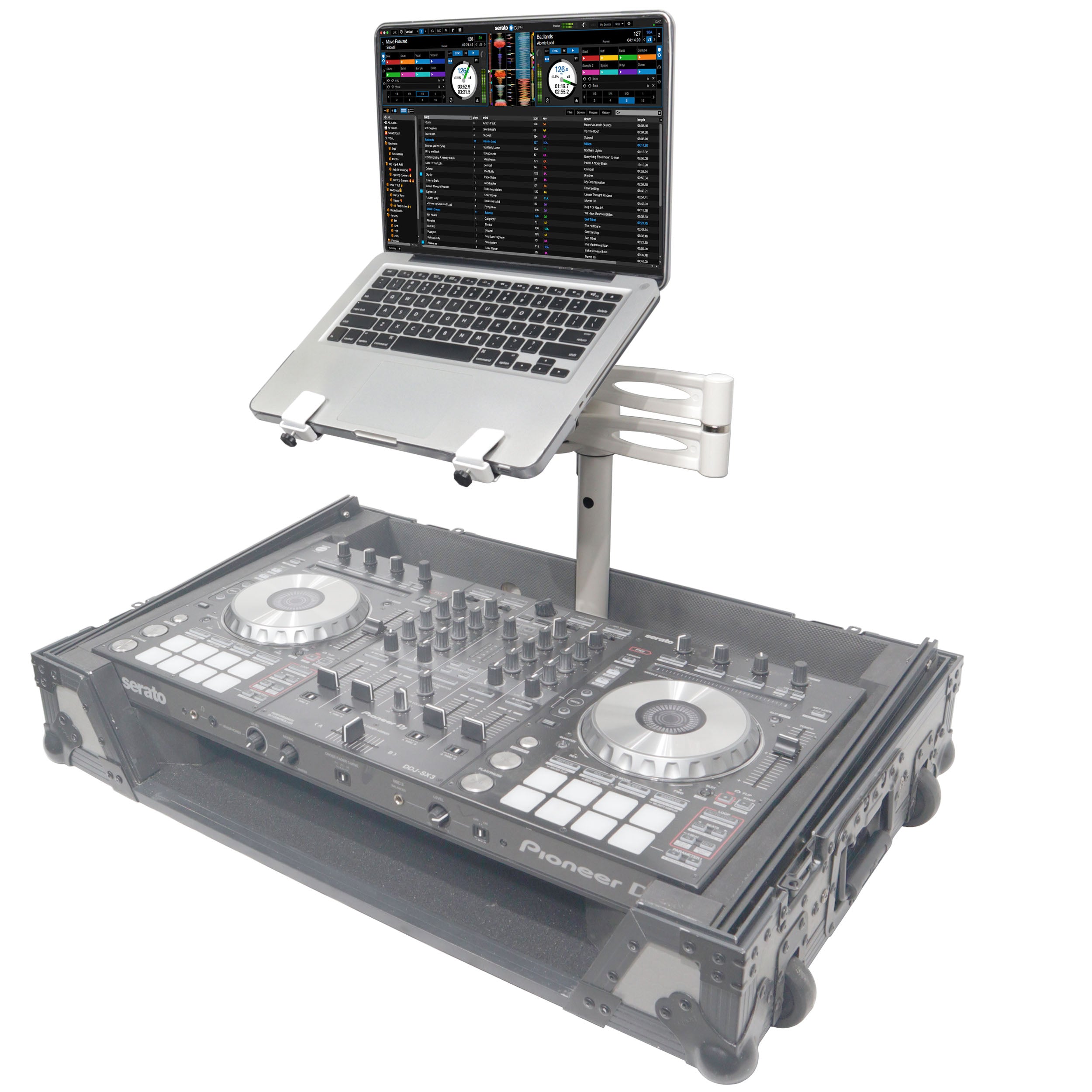 Articulating Laptop Tray Arm Pole for Control Tower DJ Podium Flip Ready DJ Cases White Finish