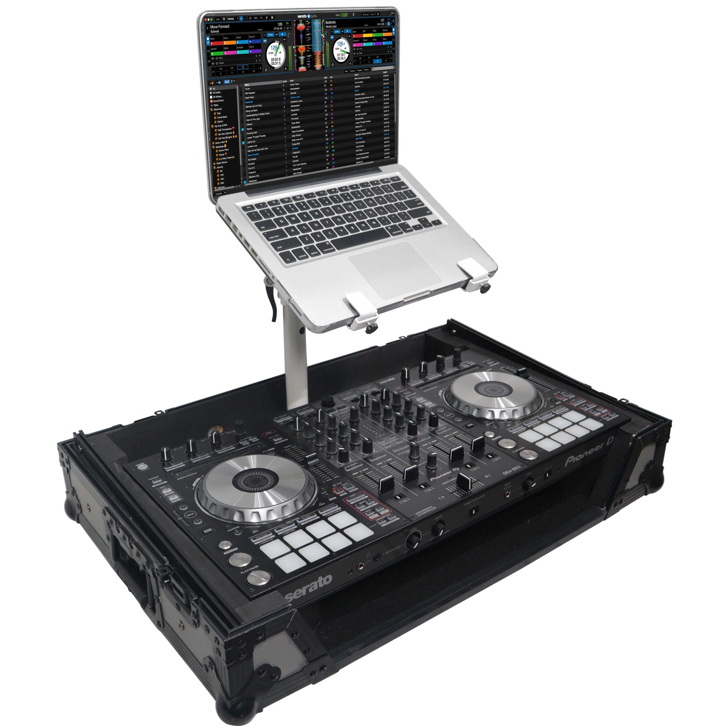Articulating Laptop Tray Arm Pole for Control Tower DJ Podium Flip Ready DJ Cases White Finish