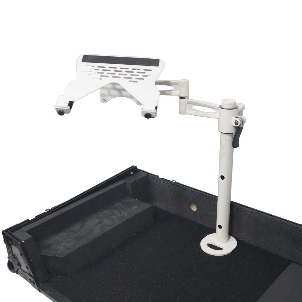 Articulating Laptop Tray Arm Pole for Control Tower DJ Podium Flip Ready DJ Cases White Finish