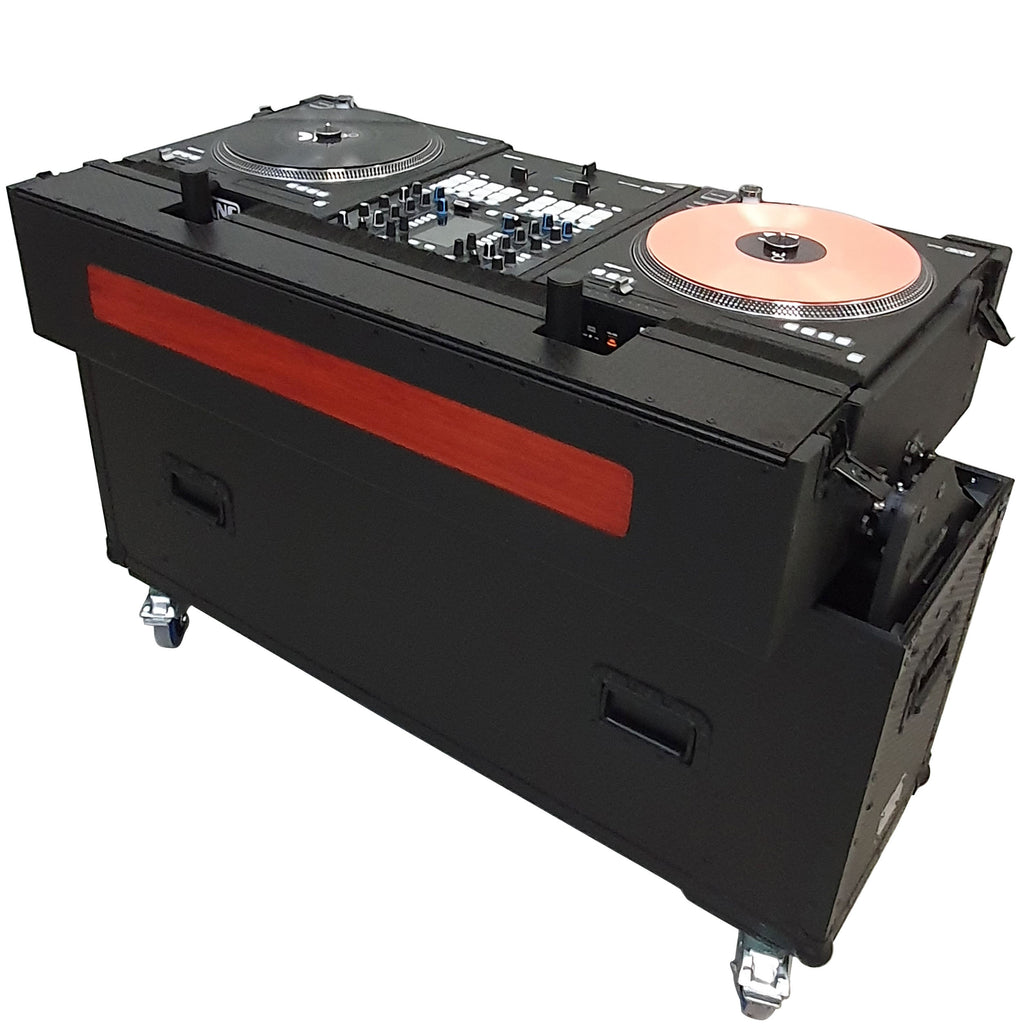 Flip-Ready Easy Retracting Hydraulic Lift Case for RANE Twelve Seventy and Seventy Two MKII Series , with Two Laptop Arms