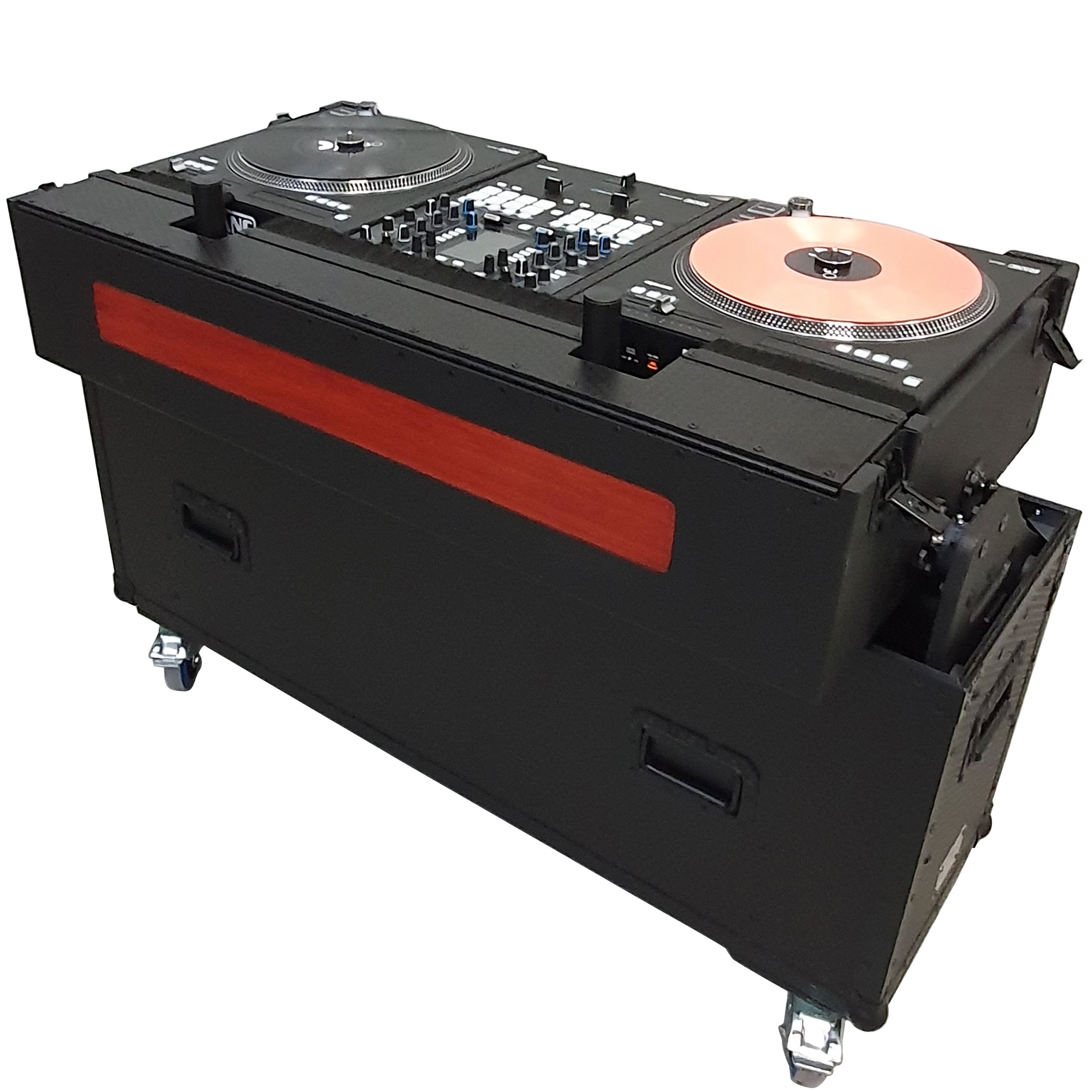 Flip-Ready Easy Retracting Hydraulic Lift Case for RANE Twelve Seventy and Seventy Two MKII Series , with Two Laptop Arms