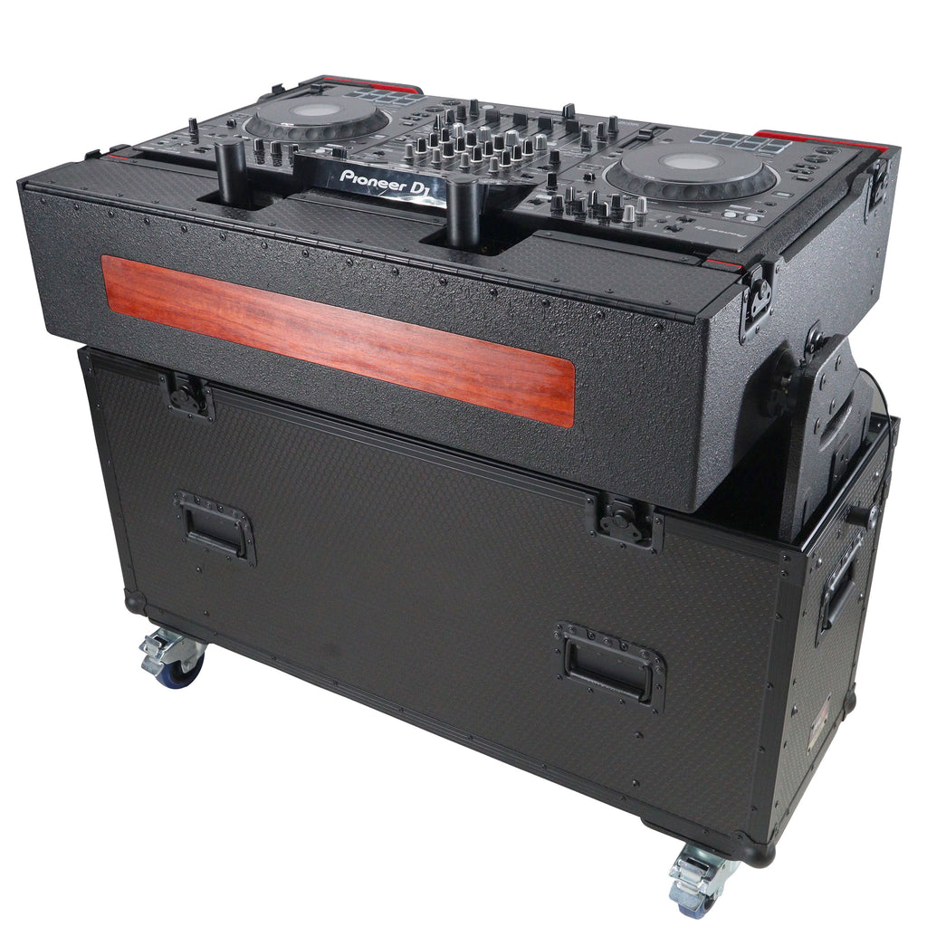 Flip-Ready Hydraulic DJ Flight Case For Pioneer DDJ-REV7 XDJ-XZ Opus Quad with Wheels and 2x Laptop Trays