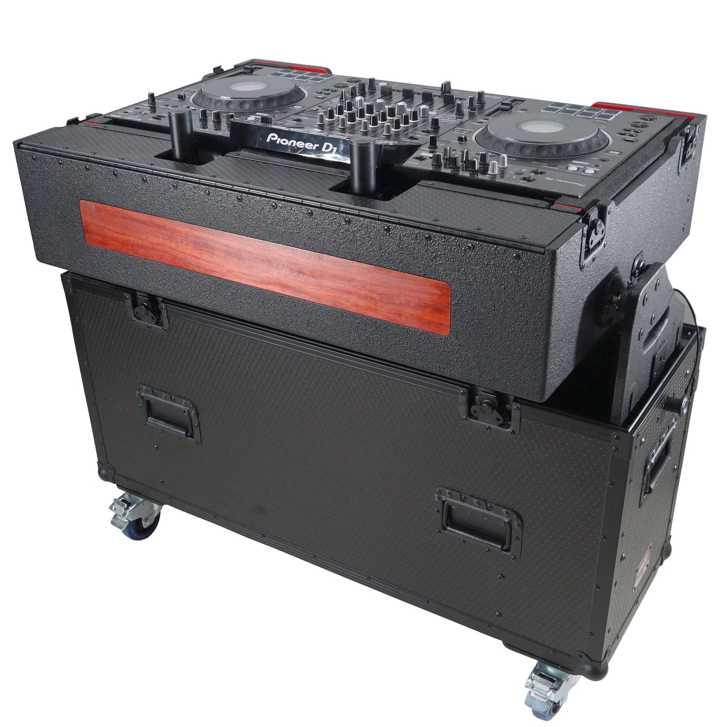 Flip-Ready Hydraulic DJ Flight Case For Pioneer DDJ-REV7 XDJ-XZ Opus Quad with Wheels and 2x Laptop Trays