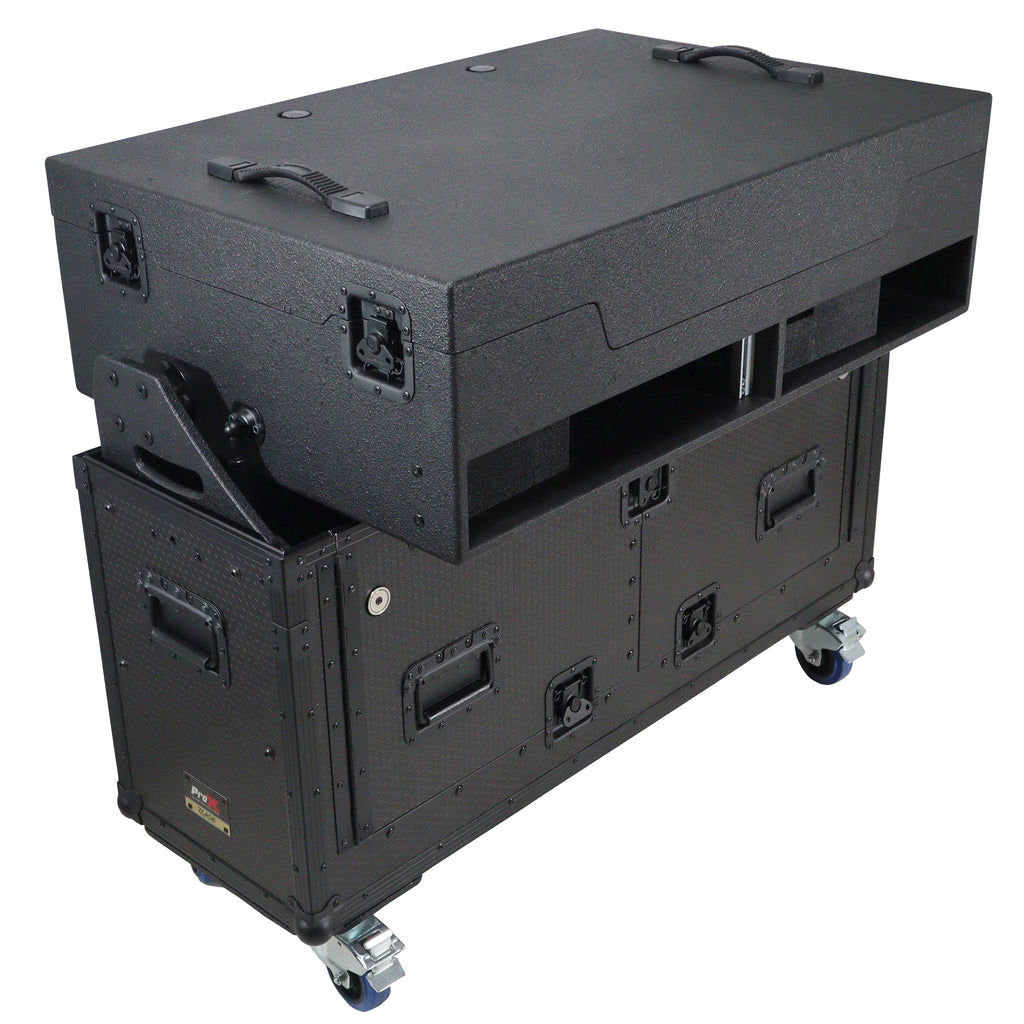 Flip-Ready Hydraulic DJ Flight Case For Pioneer DDJ-REV7 XDJ-XZ Opus Quad with Wheels and 2x Laptop Trays