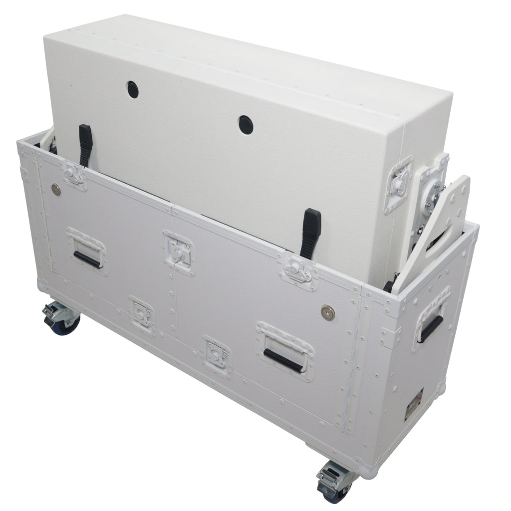 Flip-Ready Hydraulic DJ Flight Case For Pioneer DDJ-REV7 XDJ-XZ DDJ-1000 SZ2 SX3 with Wheels and 2x Laptop Trays White Finish