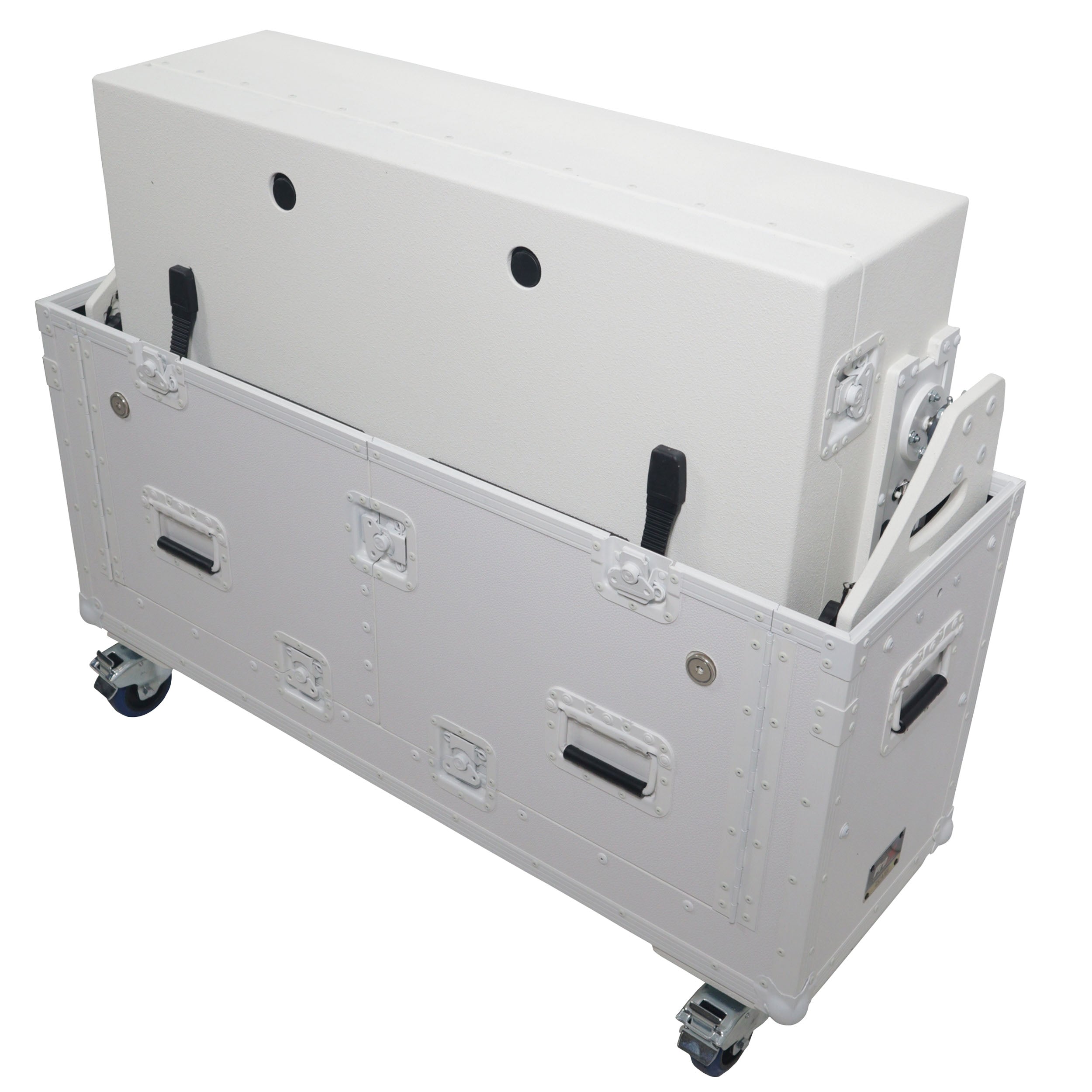 Flip-Ready Hydraulic DJ Flight Case For Pioneer DDJ-REV7 XDJ-XZ DDJ-1000 SZ2 SX3 with Wheels and 2x Laptop Trays White Finish