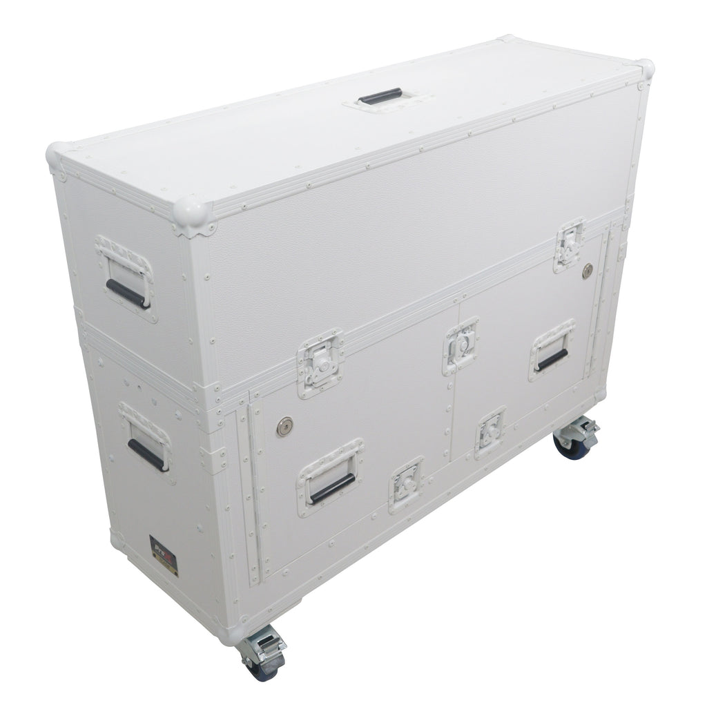 Flip-Ready Hydraulic DJ Flight Case For Pioneer DDJ-REV7 XDJ-XZ DDJ-1000 SZ2 SX3 with Wheels and 2x Laptop Trays White Finish