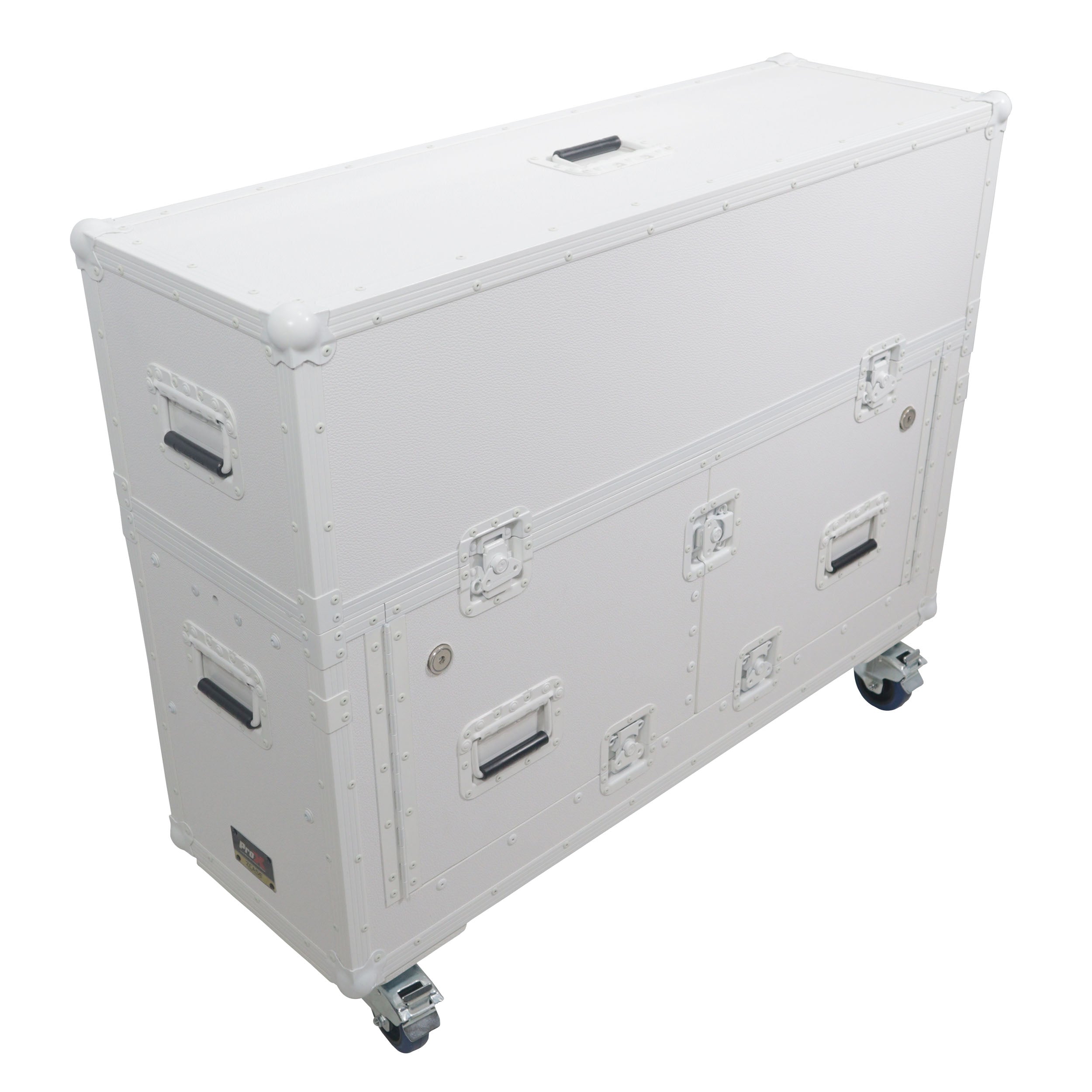 Flip-Ready Hydraulic DJ Flight Case For Pioneer DDJ-REV7 XDJ-XZ DDJ-1000 SZ2 SX3 with Wheels and 2x Laptop Trays White Finish