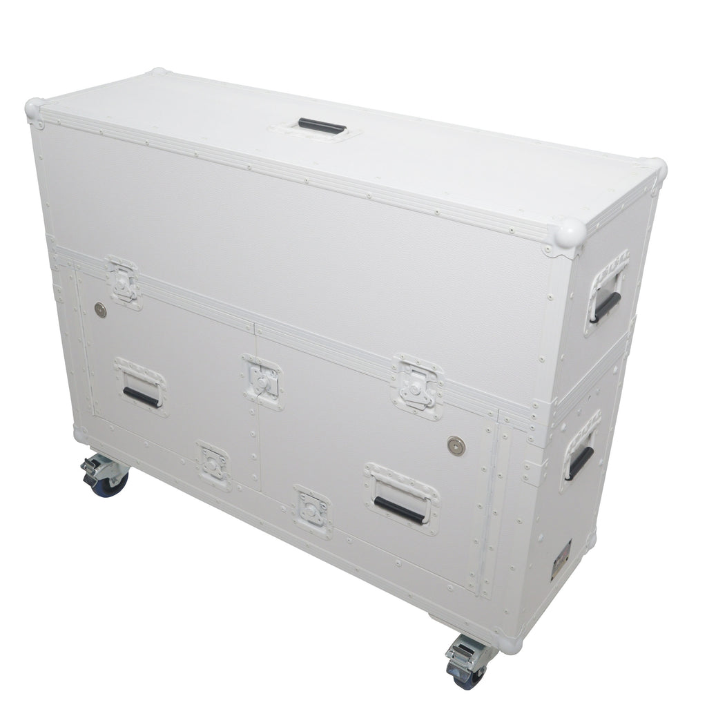 Flip-Ready Hydraulic DJ Flight Case For Pioneer DDJ-REV7 XDJ-XZ DDJ-1000 SZ2 SX3 with Wheels and 2x Laptop Trays White Finish