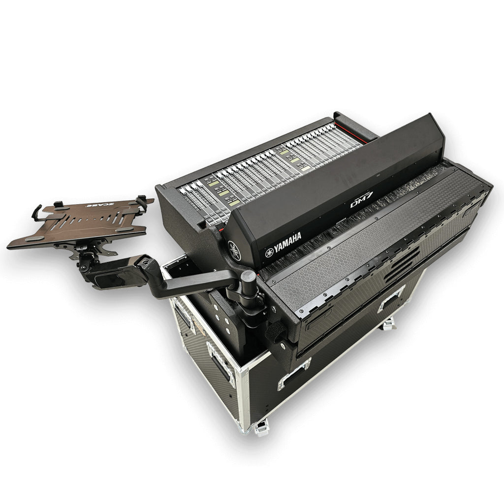 Yamaha DM7 Hydraulic Flip-Ready Console Easy Retracting Lifting 1U Rack Space Flight Case with wheels by ZCASE