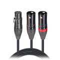 25' Ft High Performace Y-Cable XLR-F to Dual XLR-M Audio Cable