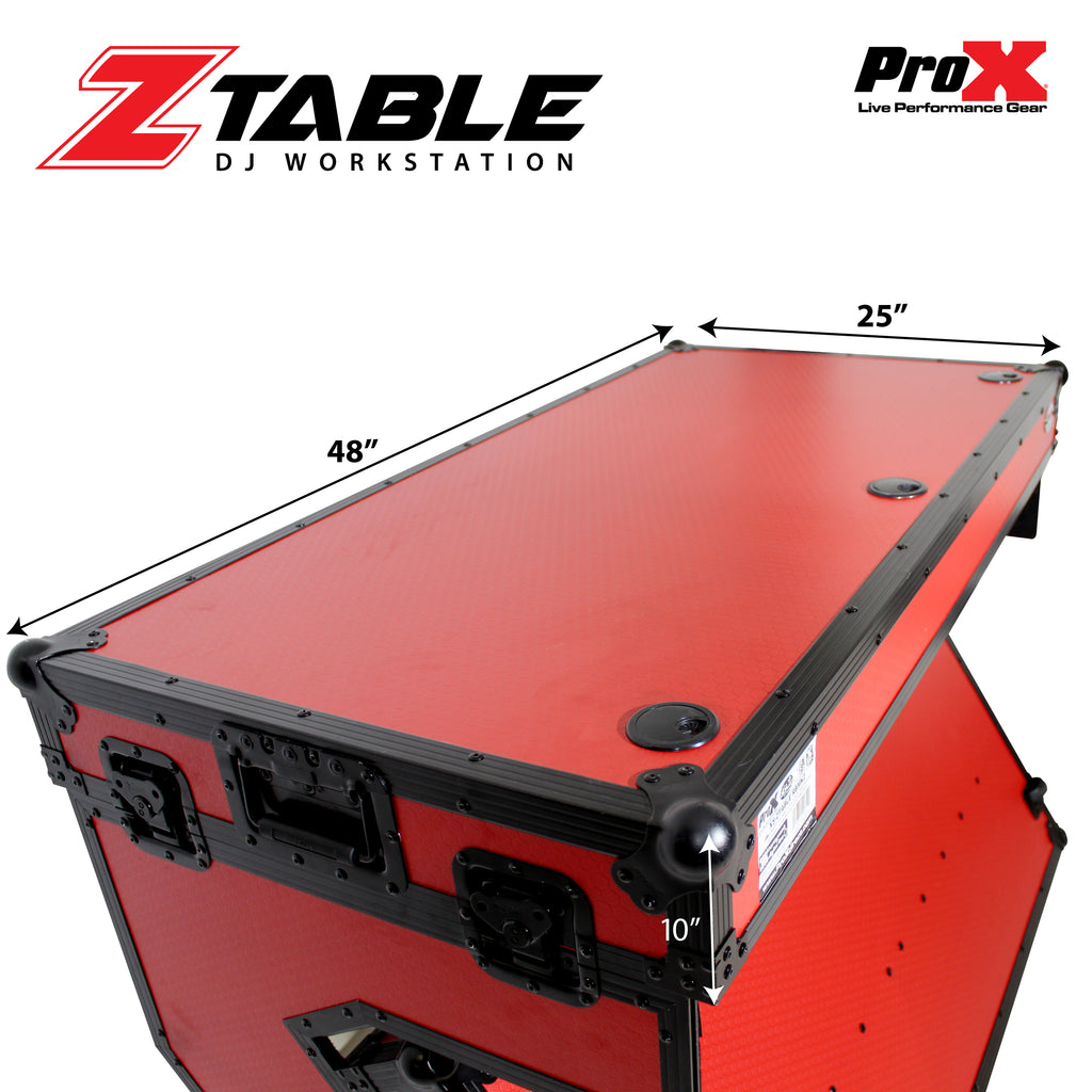 DJ Z-Table™ Folding DJ Table Mobile Workstation Flight Case Style with Handles and Wheels - Black Finish