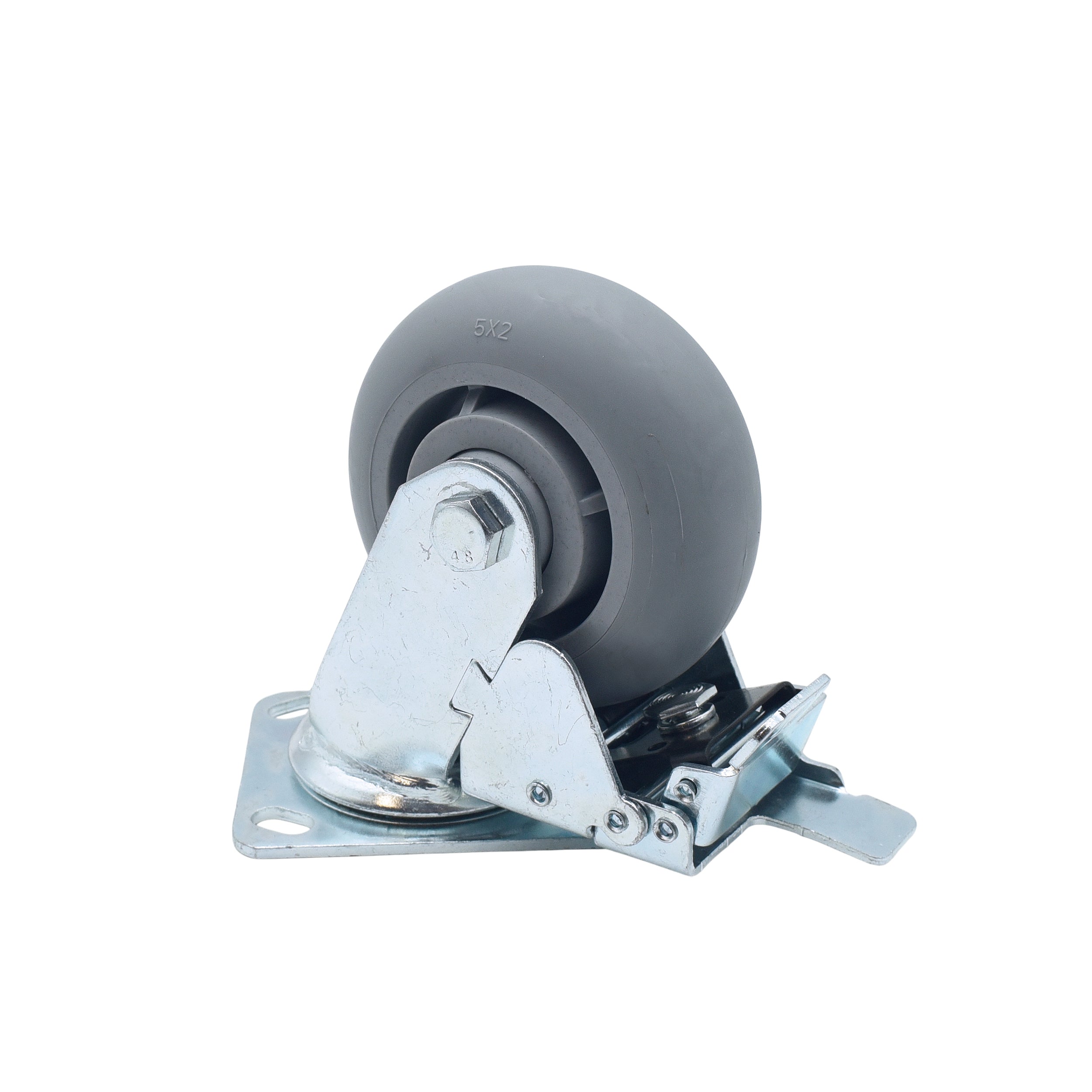 Single  Gray 5" Wheel Polyurethane Swivel Industrial Grade Locking Caster