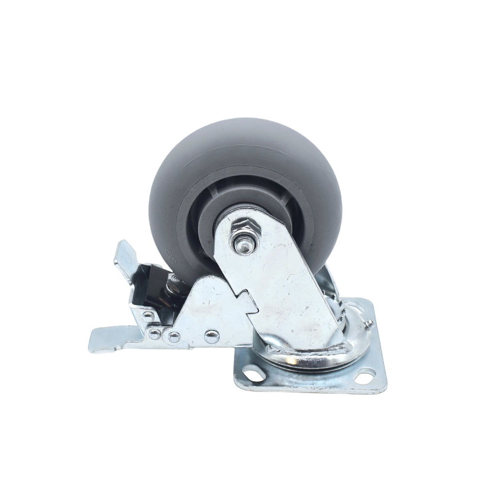 Single  Gray 5" Wheel Polyurethane Swivel Industrial Grade Locking Caster