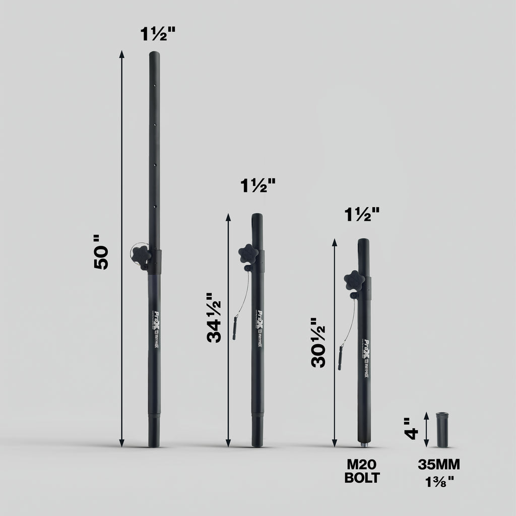 Deluxe 20-inch Subwoofer Speaker Pole w/ M20 Threaded Mount 1 3/8 In. Adapter Cap