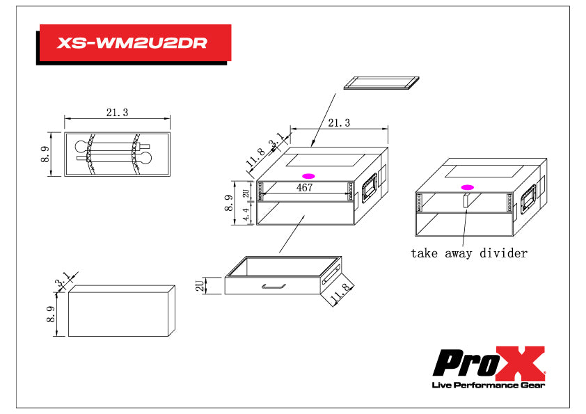 Flight Case ATA Style Rack Case 12 In. Deep 2U W-2U Drawer