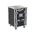 Video Control Workstation Flight Case 16U + 5U Rack with Dual Side Tables & Triple Monitor Mount by Santosom