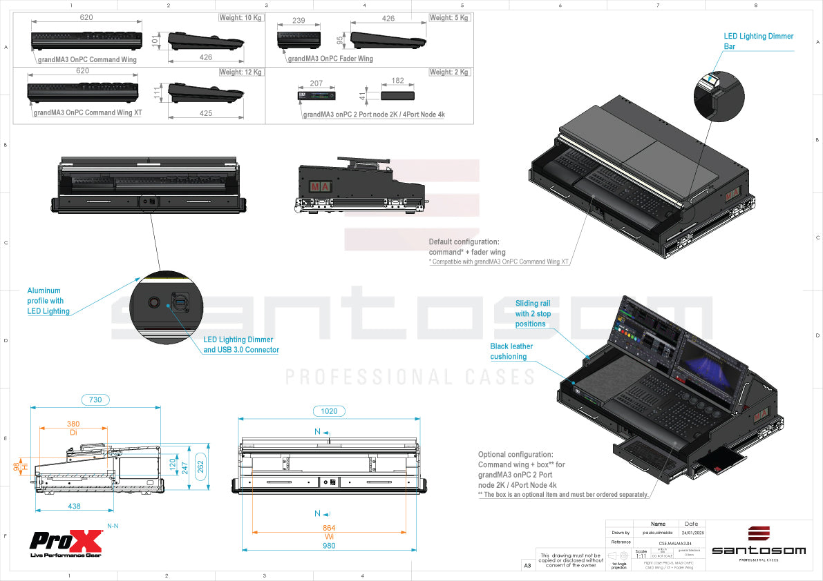Case for MA3 Double, grandMA3 onPC Command Wing & FaderWing by Santosom Integrated Solutions® SIS