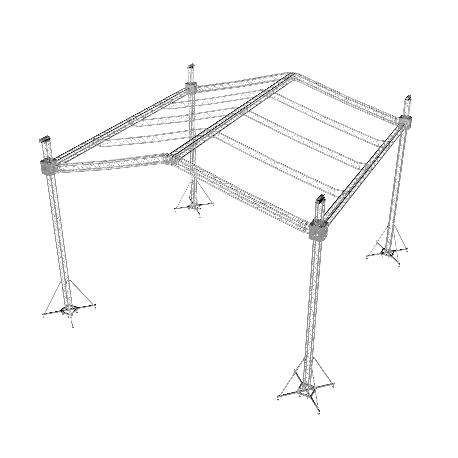 F34 Stage Roofing Truss System with Ground Support Speaker Wings and Chain Hoists – 32 x 30 x 32 Ft.