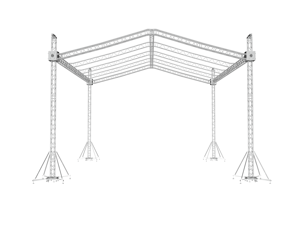 F34 Stage Roofing Truss System with Ground Support Speaker Wings and Chain Hoists – 32 x 30 x 32 Ft.