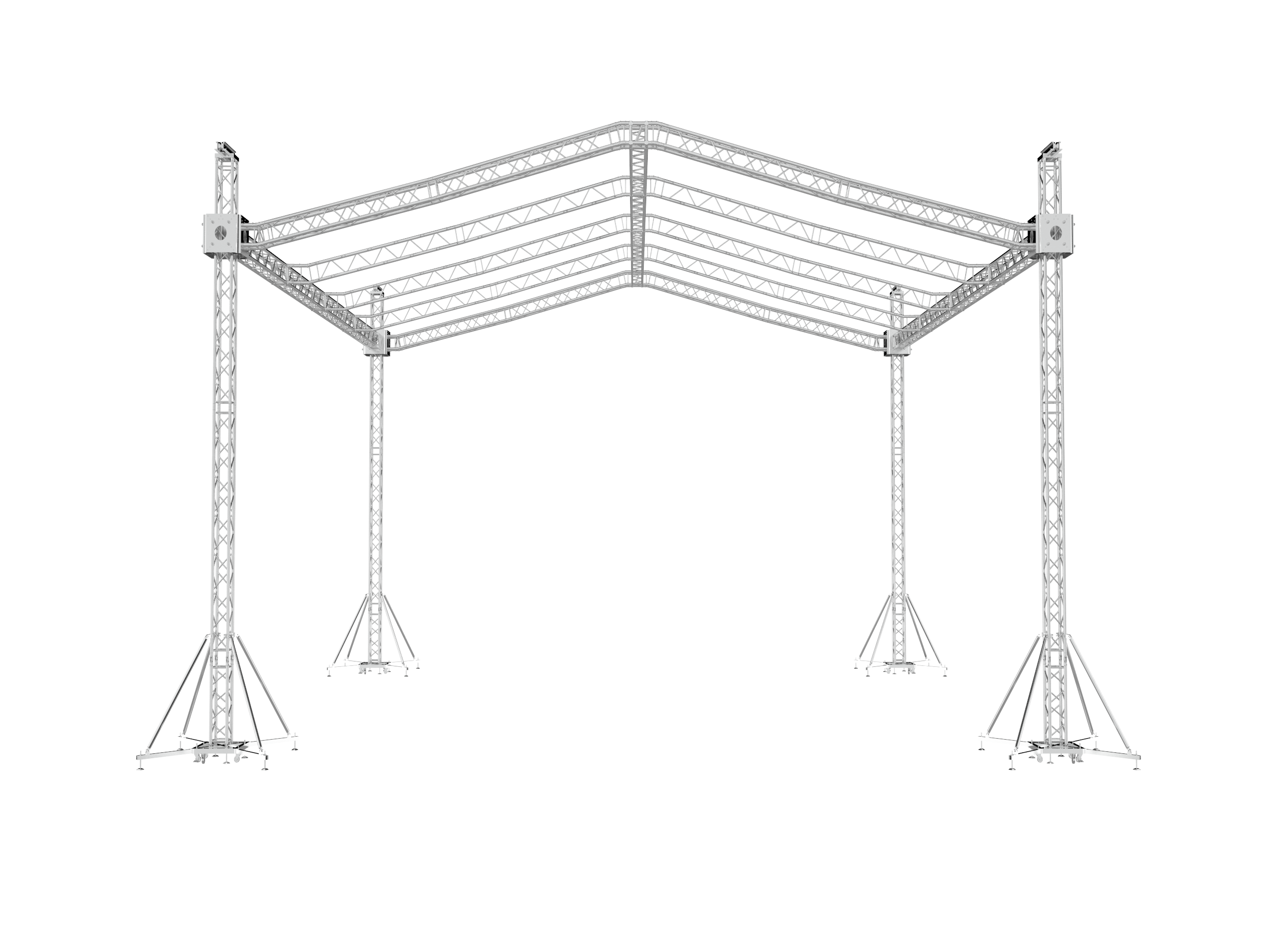F34 Stage Roofing Truss System with Ground Support Speaker Wings and Chain Hoists – 32 x 30 x 32 Ft.