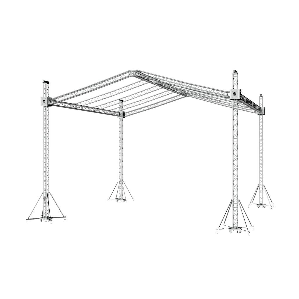 F34 Stage Roofing Truss System with Ground Support Speaker Wings and Chain Hoists – 32 x 30 x 32 Ft.