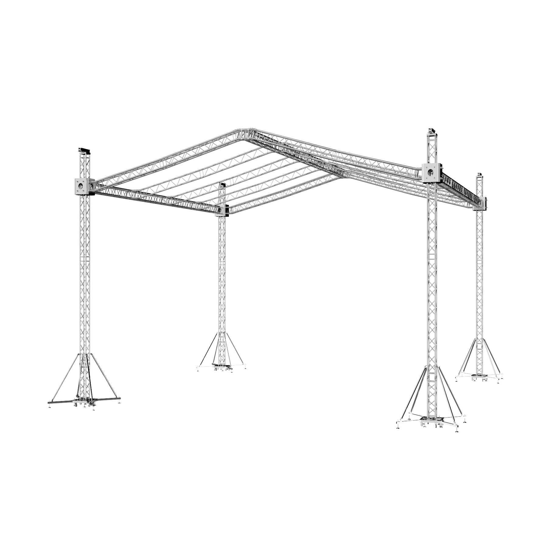 F34 Stage Roofing Truss System with Ground Support Speaker Wings and Chain Hoists – 32 x 30 x 32 Ft.